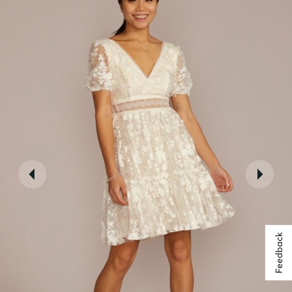 3d floral lace v-neck short dress